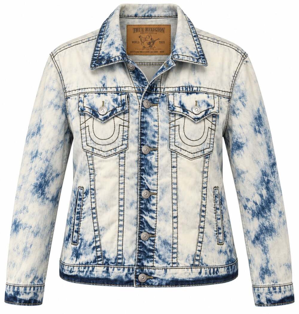 True Religion Acid Wash Section Trucker Jean Jacket